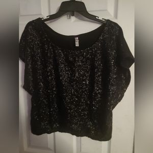 Xhilaration black sequin shirt size large